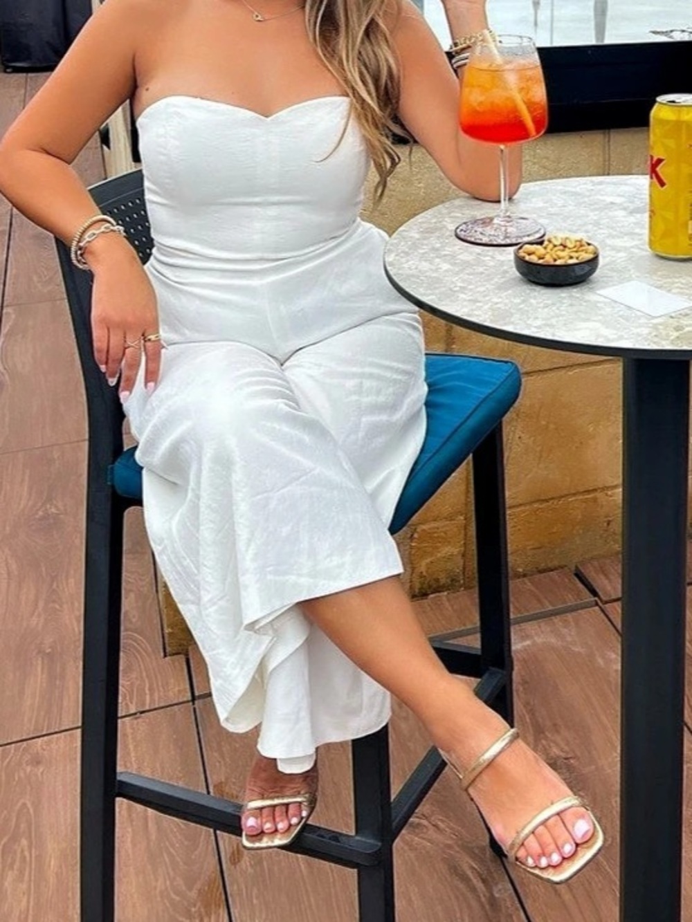 Club Monaco White Strapless Wide Leg Jumpsuit